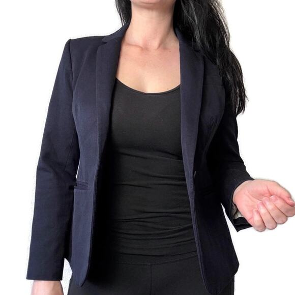 J.Crew Navy Blue Cotton Blend Blazer Jacket Size 8 - Picture 3 of 8
